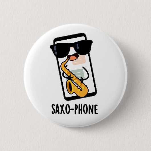 Saxo-telefoon Grappige Mobiele Puns Ronde Button 5,7 Cm (Voorkant)