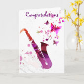 Saxofocusmuziek butterflies Congratulations Kaart (Gele Bloem)