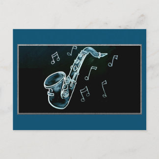 saxofon en Muzieknoten Briefkaart