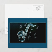 saxofon en Muzieknoten Briefkaart (Voorkant / Achterkant)