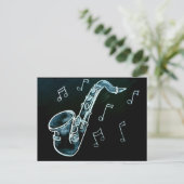 saxofon en Muzieknoten Briefkaart (Staand voorkant)