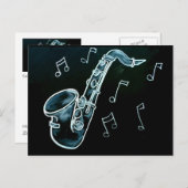 saxofon en Muzieknoten Briefkaart (Voorkant / Achterkant)