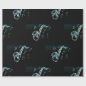 saxofon en Muzieknoten Cadeaupapier (Vlak)