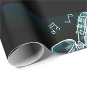 saxofon en Muzieknoten Cadeaupapier (Rol Hoek)