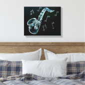 saxofon en Muzieknoten Canvas Afdruk (Insitu (Slaapkamer))
