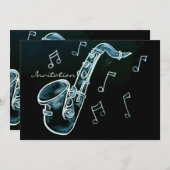 saxofon en Muzieknoten Kaart (Voorkant / Achterkant)