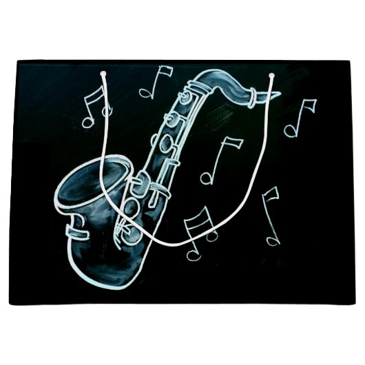 saxofon en Muzieknoten Large Cadeautasje (Voorkant)