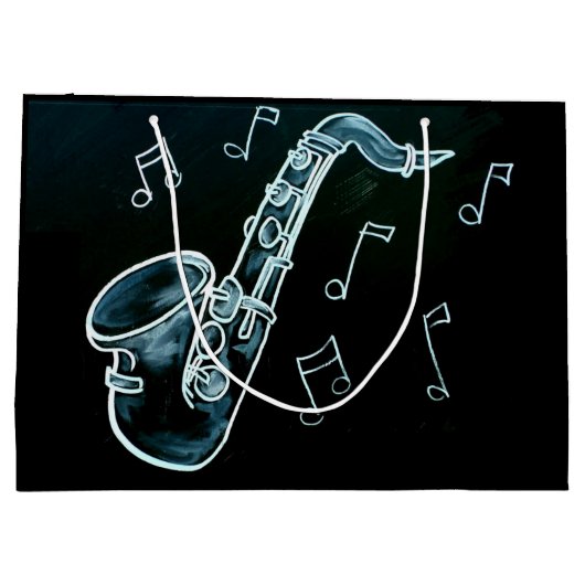 saxofon en Muzieknoten Large Cadeautasje (Achterkant)