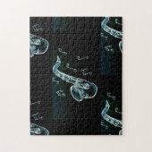 saxofon en Muzieknoten Legpuzzel (Verticaal)