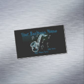 saxofon en Muzieknoten Magnetisch Visitekaartje (Voorbeeld)