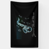 saxofon en Muzieknoten Spandoek (Verticaal)