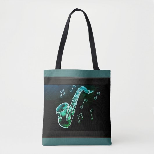 saxofon en Muzieknoten Tote Bag (Voorkant)