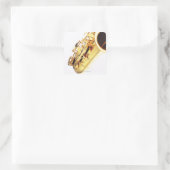 Saxofone 2 vierkante sticker (Tas)