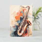 Saxofone Bedankkaart (Staand voorkant)