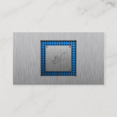 saxofone; blik van geborsteld metaal visitekaartje (Achterkant)