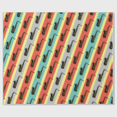  saxofone Cool Jazz Pattern Striped Retro Cadeaupapier (Vlak)