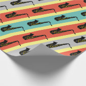  saxofone Cool Jazz Pattern Striped Retro Cadeaupapier (Hoek)