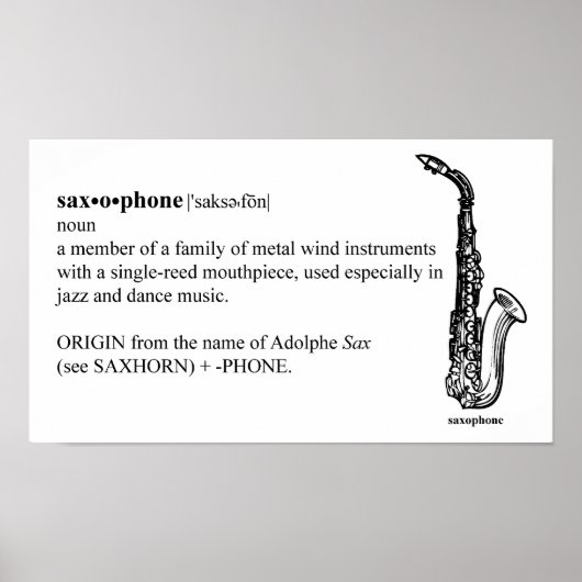 Saxofone-definitie Poster (Voorkant)