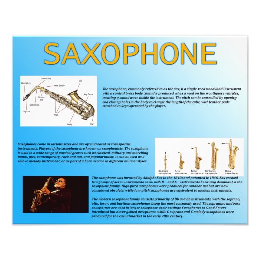 Saxofone Foto Afdruk (Voorkant)