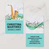 Saxofone-instrument | Muzieknoten Visitekaartje (Voorkant / Achterkant)