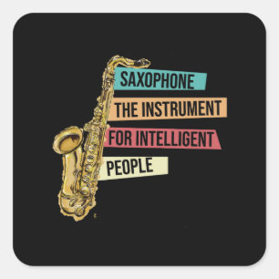Saxofone-instrument voor intelligente mensen sax vierkante sticker