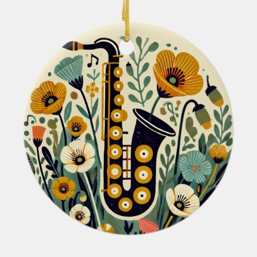 Saxofone Keramisch Ornament (Achterkant)