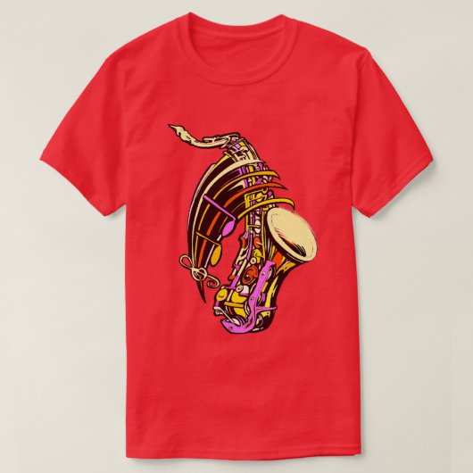 saxofone kleurenmuziek t-shirt (Design voorkant)