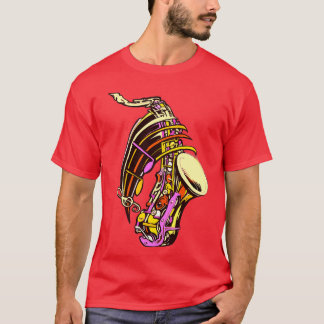 saxofone kleurenmuziek t-shirt