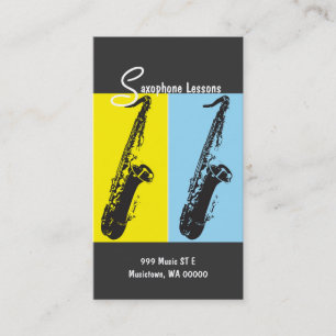 Saxofone Lessons, Instructor, Music Visitekaartje
