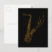 Saxofone Musical Notes Instrument Saxofonist Briefkaart (Voorkant / Achterkant)