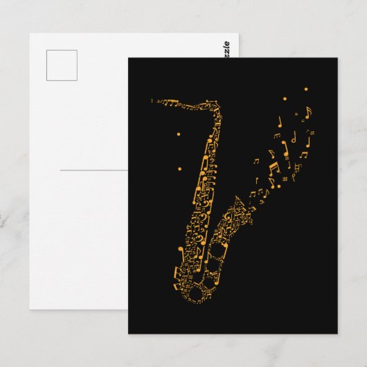 Saxofone Musical Notes Instrument Saxofonist Briefkaart (Voorkant / Achterkant)
