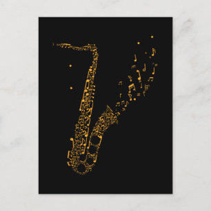 Saxofone Musical Notes Instrument Saxofonist Briefkaart