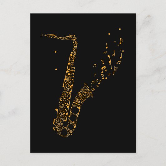 Saxofone Musical Notes Instrument Saxofonist Briefkaart (Voorkant)