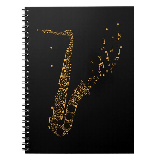 Saxofone Musical Notes Instrument Saxofonist Notitieboek (Voorkant)