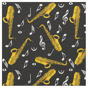 Saxofone-Muzieknoten Stof