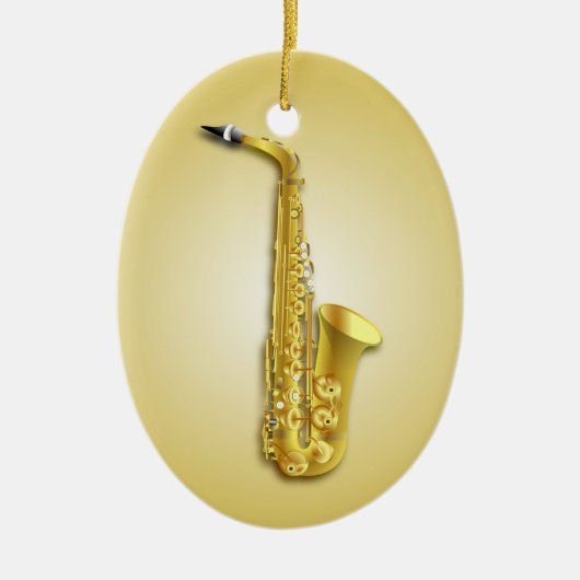 Saxofone-muzikanten met aangepaste tekst keramisch ornament (Voorkant)