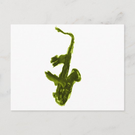 Saxofone-ontwerp, groene versie briefkaart (Voorkant)