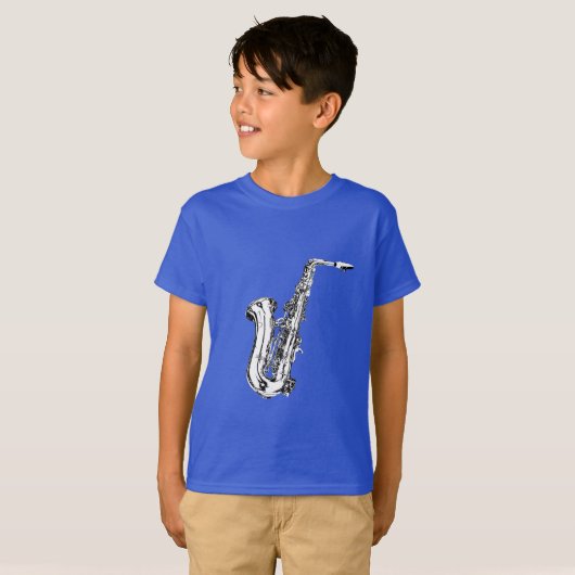Saxofone-ontwerp T-shirt (Voorkant volledig)