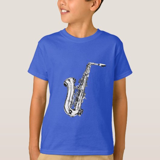 Saxofone-ontwerp T-shirt (Voorkant)