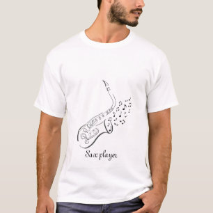 Saxofone Pen n Inkt Tekening T shirt