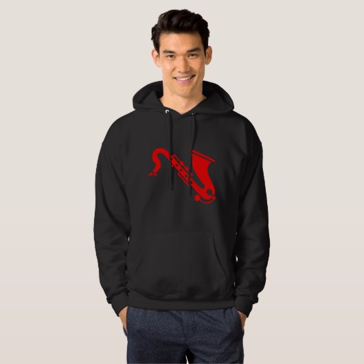 Saxofone - rood hoodie (Voorkant volledig)