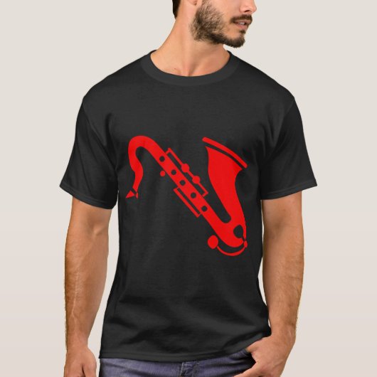 Saxofone - rood t-shirt (Voorkant)