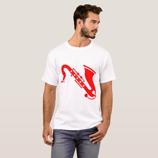 Saxofone - rood t-shirt (Voorkant volledig)