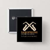 Saxofone - Saxophone Definition Vierkante Button 5,1 Cm (Voorkant /achterkant)
