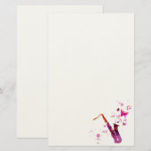 Saxofone schattige muziek en vlinders briefpapier (Voorkant / Achterkant)