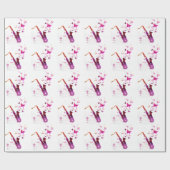 Saxofone schattige muziek en vlinders cadeaupapier (Vlak)