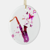 Saxofone schattige muziek en vlinders keramisch ornament (Rechts)