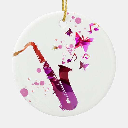 Saxofone schattige muziek en vlinders keramisch ornament (Voorkant)