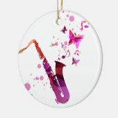 Saxofone schattige muziek en vlinders keramisch ornament (Links)