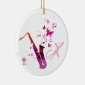 Saxofone schattige muziek en vlinders keramisch ornament (Rechts)